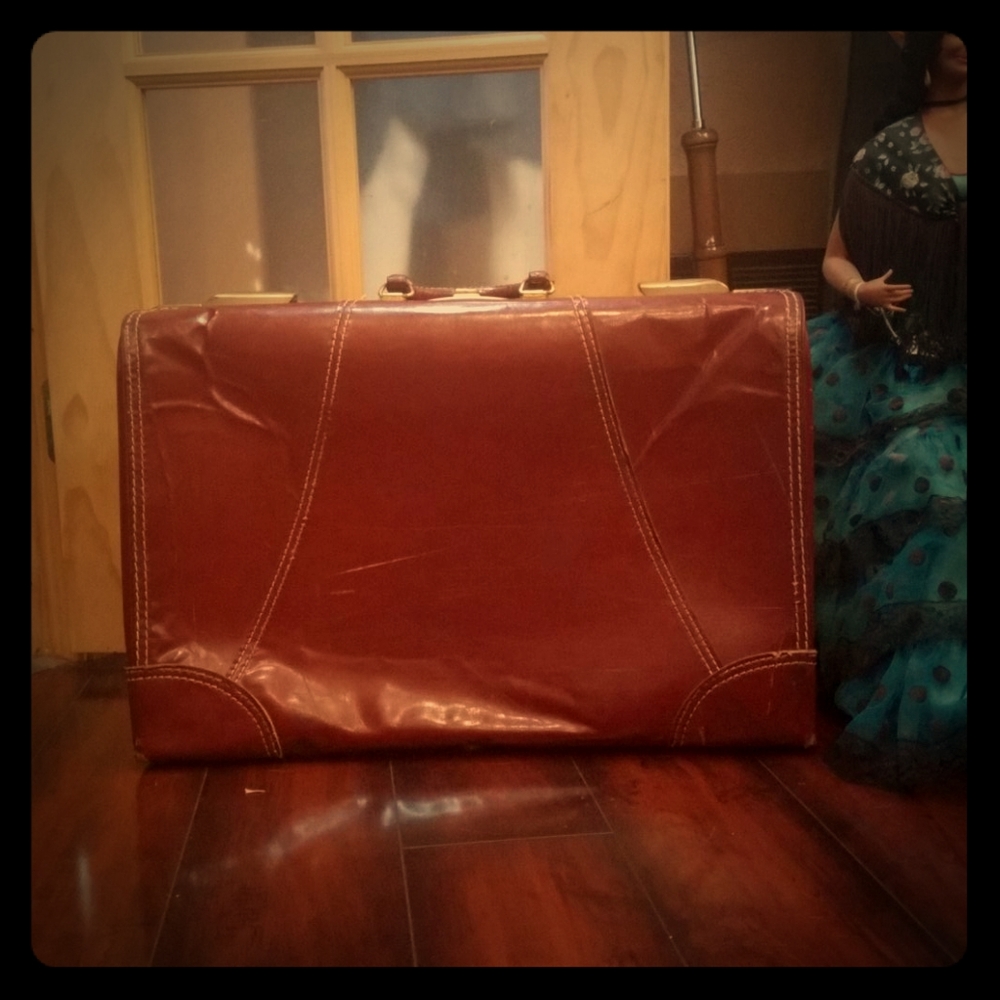 1940s genuine tolex luggage with two handles